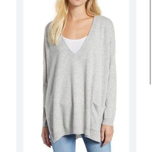 Vineyard Vines Cashmere Blend Light Gray V-Neck Sweater